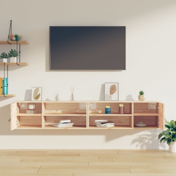 Armarios de pared 2 uds madera maciza de pino 80x30x30 cm Armarios de pared 2 uds madera maciza de pino 80x30x30 cm