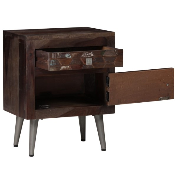 Mesita de noche de madera maciza reciclada 40x30x50 cm Mesita de noche de madera maciza reciclada 40x30x50 cm
