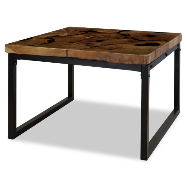 Mesa de centro de teca y resina 60x60x40 cm Mesa de centro de teca y resina 60x60x40 cm