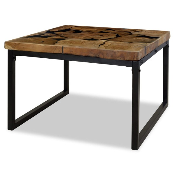 Mesa de centro de teca y resina 60x60x40 cm Mesa de centro de teca y resina 60x60x40 cm