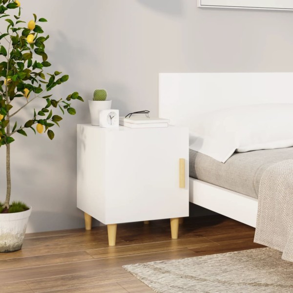 Mesita de noche madera contrachapada blanco brillante Mesita de noche madera contrachapada blanco brillante
