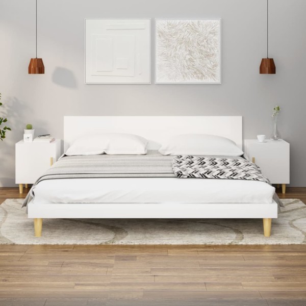 Mesita de noche madera contrachapada blanco brillante Mesita de noche madera contrachapada blanco brillante