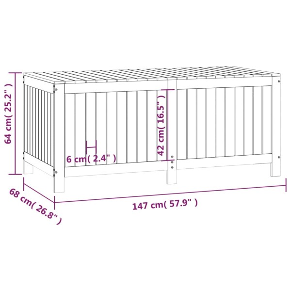 Caja de almacenaje jardín madera maciza de pino 147x68x64 cm Caja de almacenaje jardín madera maciza de pino 147x68x64 cm