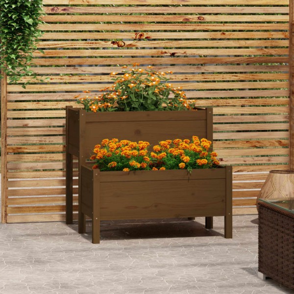 Jardinera de madera maciza de pino marrón miel 84,5x84x75 cm Jardinera de madera maciza de pino marrón miel 84,5x84x75 cm