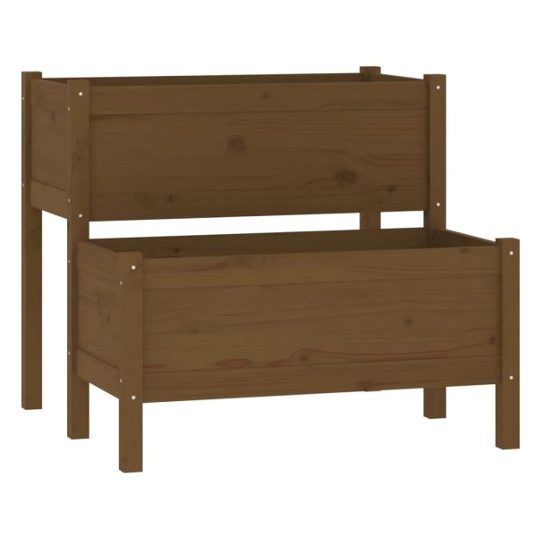 Jardinera de madera maciza de pino marrón miel 84,5x84x75 cm Jardinera de madera maciza de pino marrón miel 84,5x84x75 cm