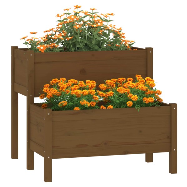 Jardinera de madera maciza de pino marrón miel 84,5x84x75 cm Jardinera de madera maciza de pino marrón miel 84,5x84x75 cm