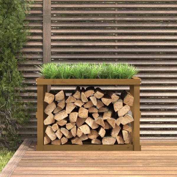 Soporte leña de exterior madera pino marrón miel 108x52x74 cm Soporte leña de exterior madera pino marrón miel 108x52x74 cm