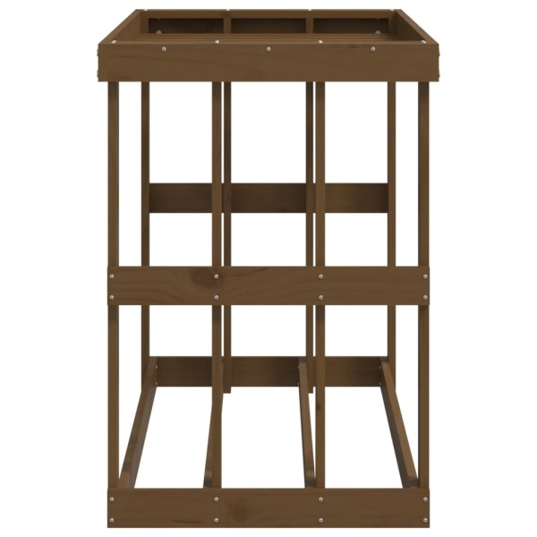 Soporte leña de exterior madera pino marrón miel 108x52x74 cm Soporte leña de exterior madera pino marrón miel 108x52x74 cm