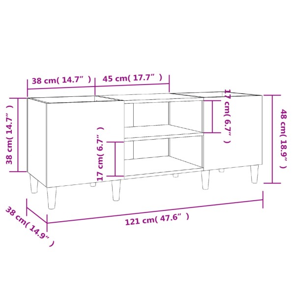 Mueble para discos madera contrachapada gris sonoma 121x38x48cm Mueble para discos madera contrachapada gris sonoma 121x38x48cm