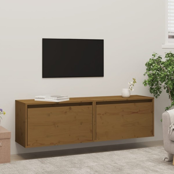 Armario de pared 2 uds madera de pino marrón miel 60x30x35 cm Armario de pared 2 uds madera de pino marrón miel 60x30x35 cm