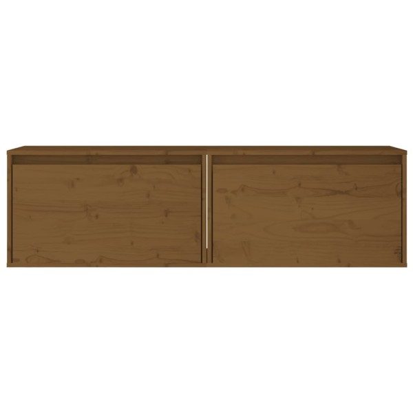Armario de pared 2 uds madera de pino marrón miel 60x30x35 cm Armario de pared 2 uds madera de pino marrón miel 60x30x35 cm