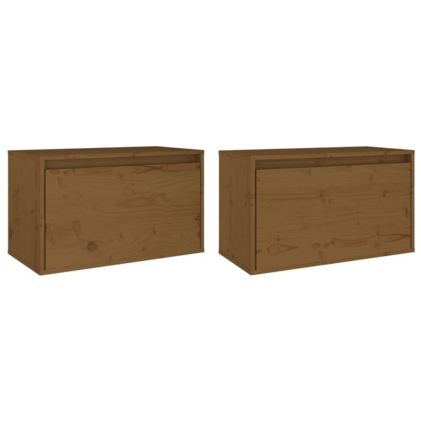 Armario de pared 2 uds madera de pino marrón miel 60x30x35 cm Armario de pared 2 uds madera de pino marrón miel 60x30x35 cm