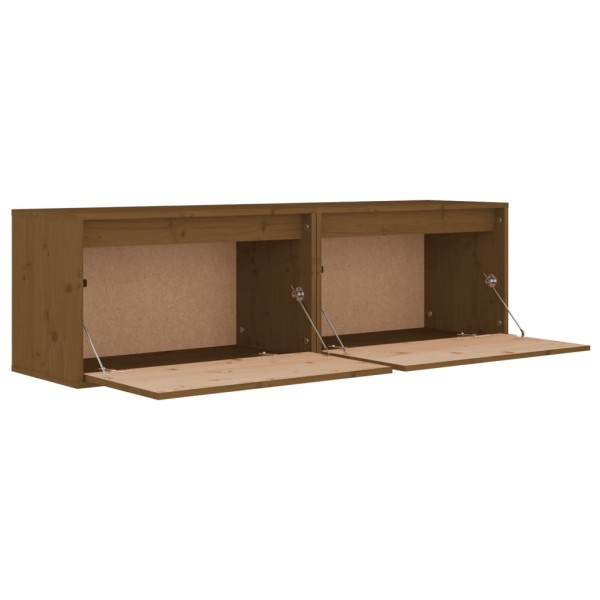 Armario de pared 2 uds madera de pino marrón miel 60x30x35 cm Armario de pared 2 uds madera de pino marrón miel 60x30x35 cm