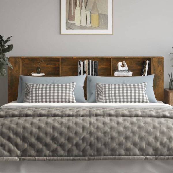 Mueble cabecero color roble ahumado 220x18,5x104,5 cm Mueble cabecero color roble ahumado 220x18,5x104,5 cm