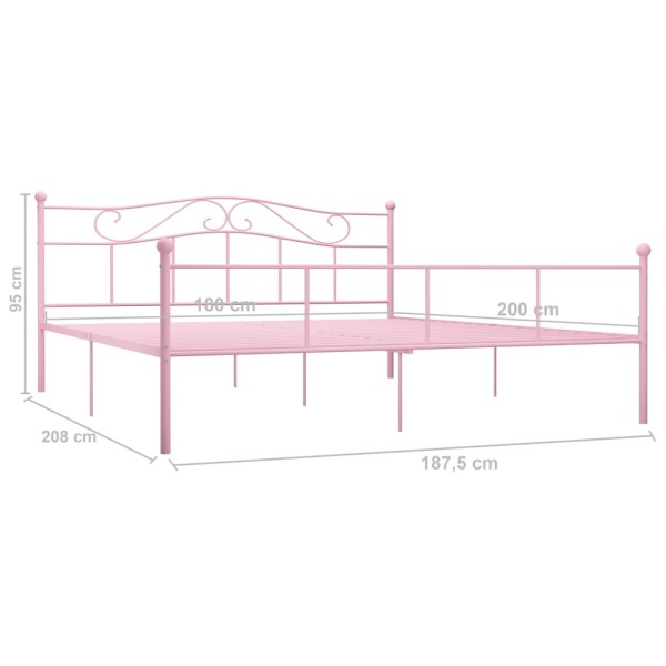 Estructura de cama de metal rosa 180x200 cm