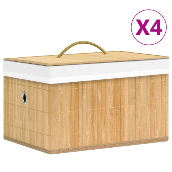 Cajas de almacenamiento de bambú 4 unidades Cajas de almacenamiento de bambú 4 unidades