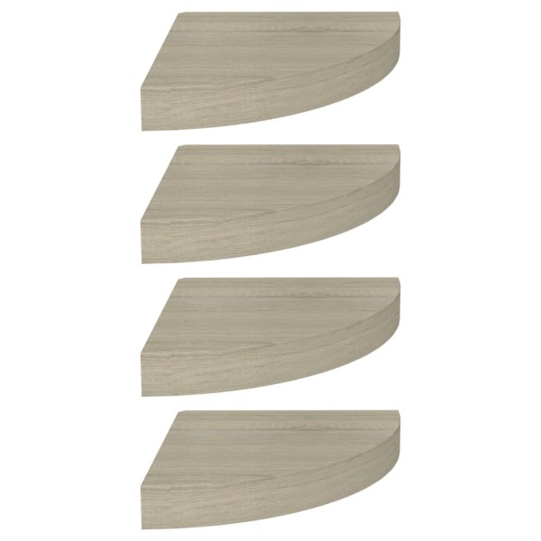 Estante flotante de esquina 4 uds MDF roble 25x25x3,8 cm Estante flotante de esquina 4 uds MDF roble 25x25x3,8 cm