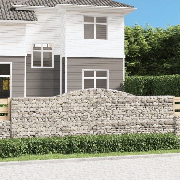 Cestas de gaviones 9 uds forma de arco hierro 400x30x120/140 cm Cestas de gaviones 9 uds forma de arco hierro 400x30x120/140 cm