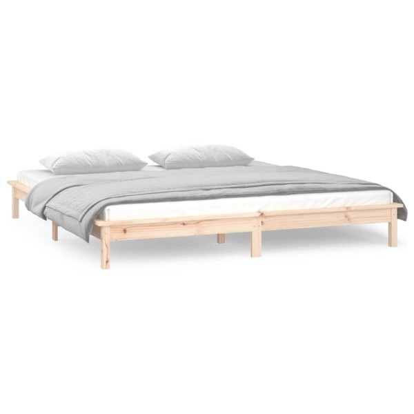 Estructura de cama con LED madera maciza 140x200 cm Estructura de cama con LED madera maciza 140x200 cm