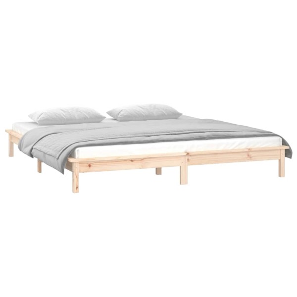 Estructura de cama con LED madera maciza 140x200 cm Estructura de cama con LED madera maciza 140x200 cm
