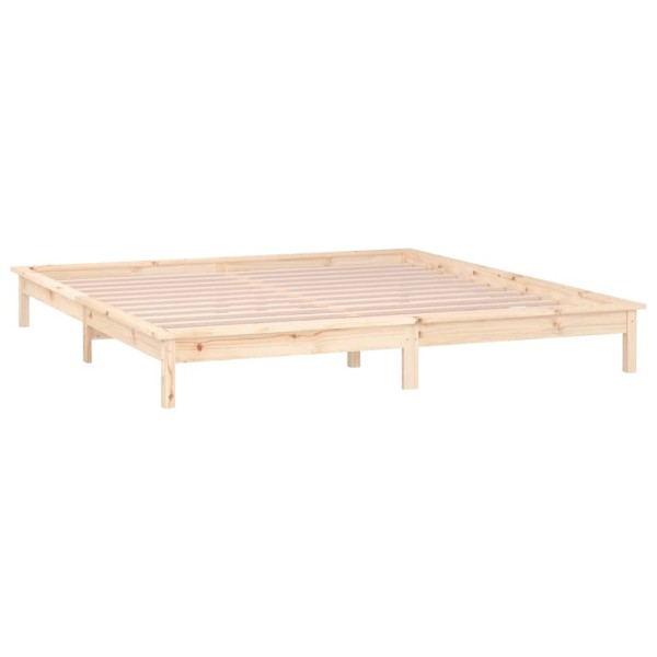 Estructura de cama con LED madera maciza 140x200 cm Estructura de cama con LED madera maciza 140x200 cm