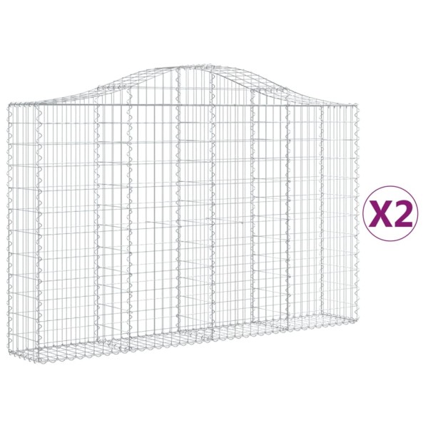 Cestas de gaviones 2 uds forma de arco hierro 200x30x120/140cm Cestas de gaviones 2 uds forma de arco hierro 200x30x120/140cm