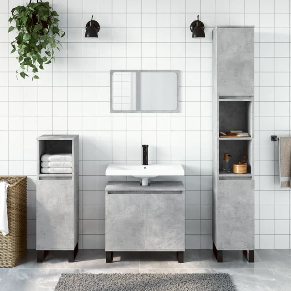 Armario de baño madera de ingeniería gris hormigón 58x33x60 cm Armario de baño madera de ingeniería gris hormigón 58x33x60 cm