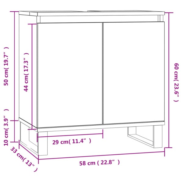 Armario de baño madera de ingeniería gris hormigón 58x33x60 cm Armario de baño madera de ingeniería gris hormigón 58x33x60 cm
