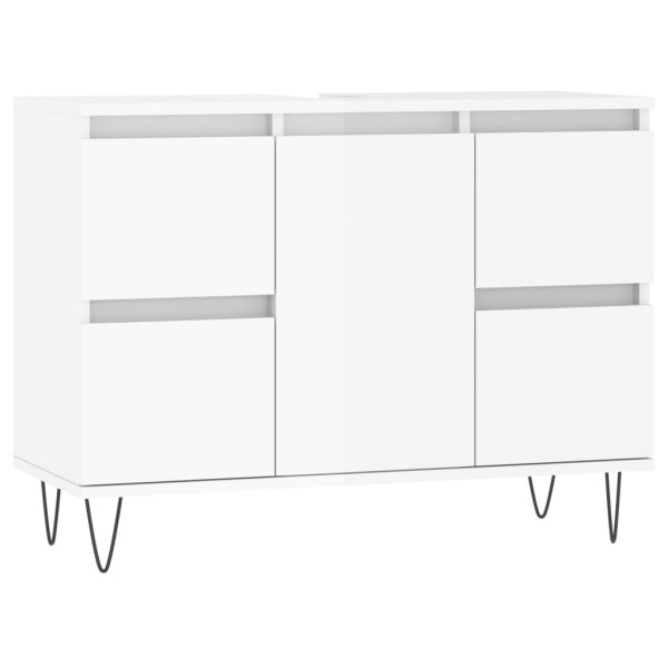 Mueble de baño madera de ingeniería blanco brillo 80x33x60 cm Mueble de baño madera de ingeniería blanco brillo 80x33x60 cm