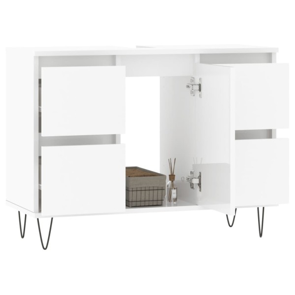 Mueble de baño madera de ingeniería blanco brillo 80x33x60 cm Mueble de baño madera de ingeniería blanco brillo 80x33x60 cm