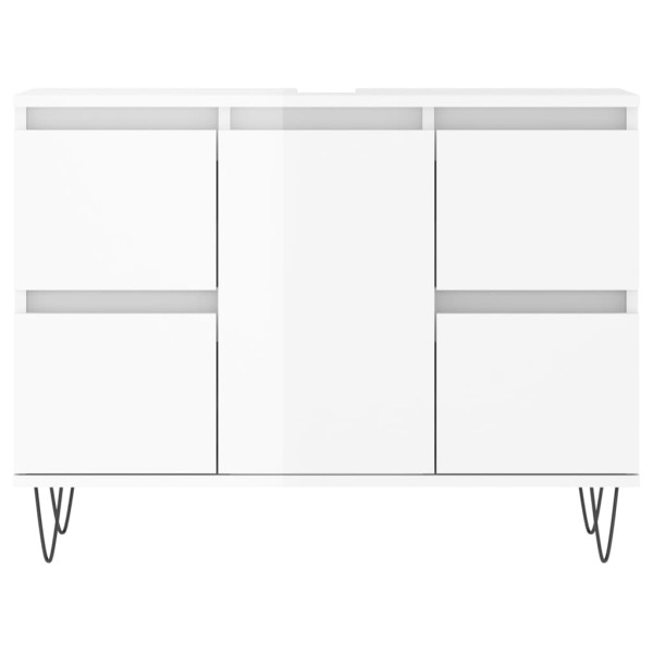 Mueble de baño madera de ingeniería blanco brillo 80x33x60 cm Mueble de baño madera de ingeniería blanco brillo 80x33x60 cm