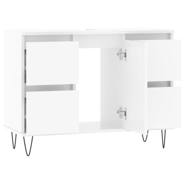 Mueble de baño madera de ingeniería blanco brillo 80x33x60 cm Mueble de baño madera de ingeniería blanco brillo 80x33x60 cm