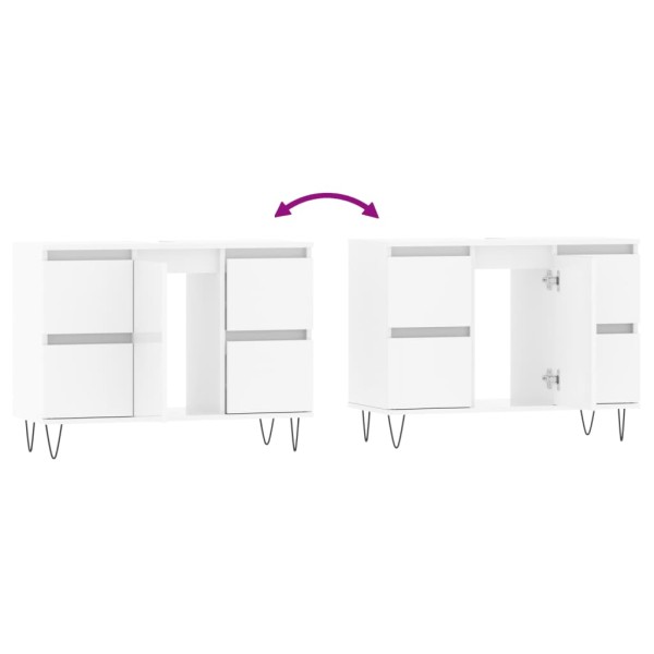Mueble de baño madera de ingeniería blanco brillo 80x33x60 cm Mueble de baño madera de ingeniería blanco brillo 80x33x60 cm