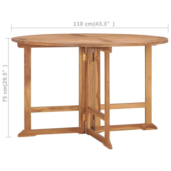 Mesa de comedor de jardín plegable teca maciza Ø110x75 cm Mesa de comedor de jardín plegable teca maciza Ø110x75 cm