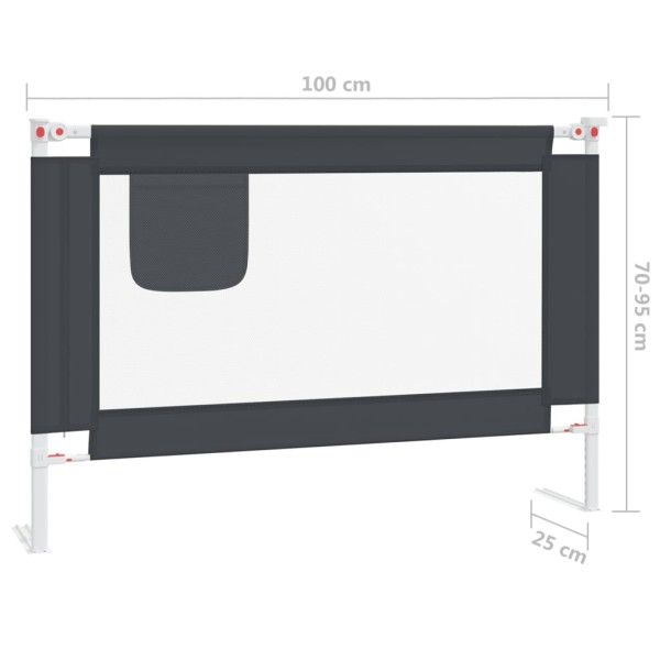 Barandilla de seguridad cama de niño gris oscuro tela 100x25 cm Barandilla de seguridad cama de niño gris oscuro tela 100x25 cm