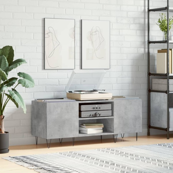 Mueble discos madera contrachapada gris hormigón 121x38x48 cm Mueble discos madera contrachapada gris hormigón 121x38x48 cm
