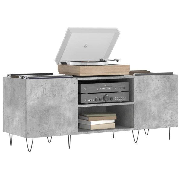 Mueble discos madera contrachapada gris hormigón 121x38x48 cm Mueble discos madera contrachapada gris hormigón 121x38x48 cm