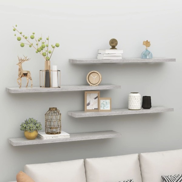 Estante flotante pared 4 uds MDF gris hormigón 120x23,5x3,8 cm Estante flotante pared 4 uds MDF gris hormigón 120x23,5x3,8 cm