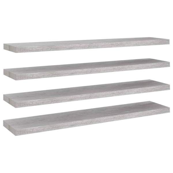 Estante flotante pared 4 uds MDF gris hormigón 120x23,5x3,8 cm Estante flotante pared 4 uds MDF gris hormigón 120x23,5x3,8 cm