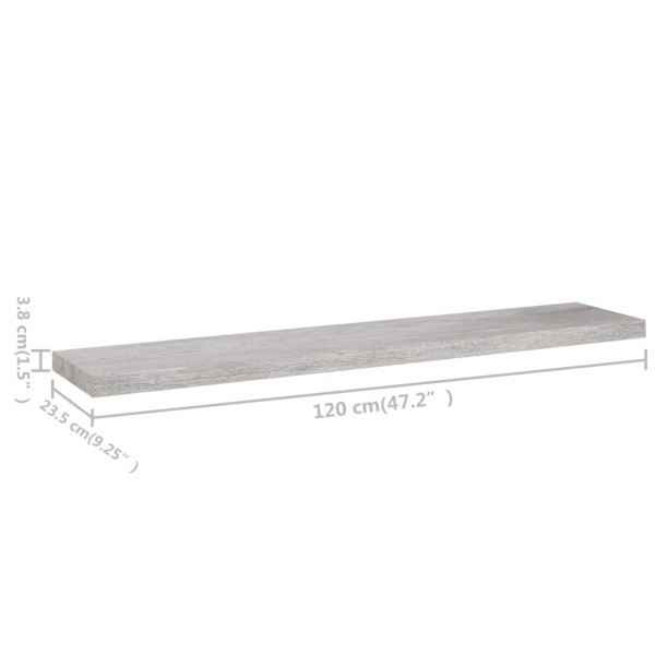 Estante flotante pared 4 uds MDF gris hormigón 120x23,5x3,8 cm Estante flotante pared 4 uds MDF gris hormigón 120x23,5x3,8 cm