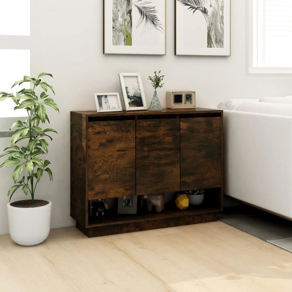 Aparador de madera de ingeniería roble ahumado 97x31x75 cm Aparador de madera de ingeniería roble ahumado 97x31x75 cm