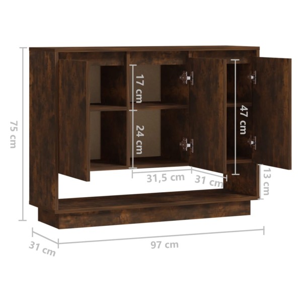 Aparador de madera de ingeniería roble ahumado 97x31x75 cm Aparador de madera de ingeniería roble ahumado 97x31x75 cm