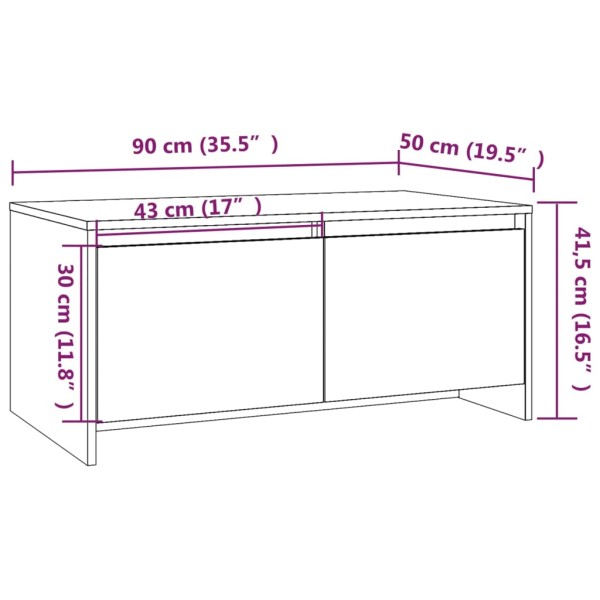 Mesa de centro madera de ingeniería negra 90x50x41,5 cm Mesa de centro madera de ingeniería negra 90x50x41,5 cm
