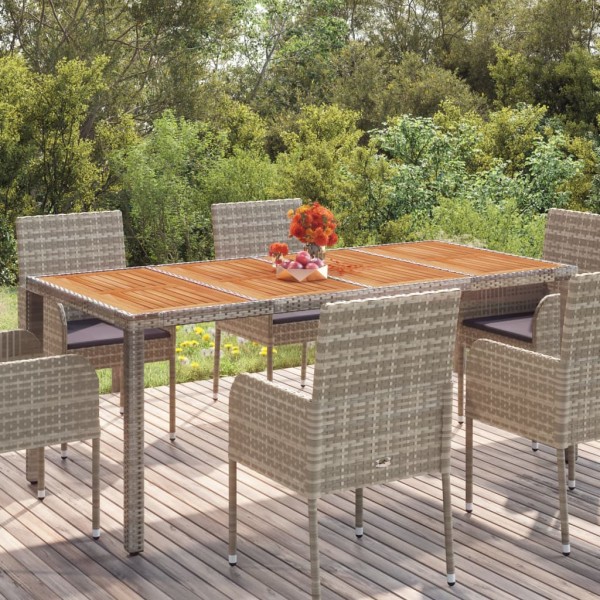 Mesa de jardín superficie de madera ratán PE gris 190x90x75 cm Mesa de jardín superficie de madera ratán PE gris 190x90x75 cm
