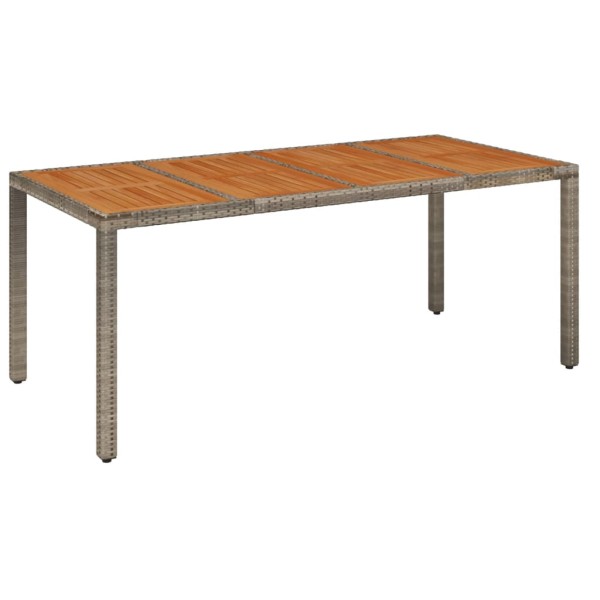 Mesa de jardín superficie de madera ratán PE gris 190x90x75 cm Mesa de jardín superficie de madera ratán PE gris 190x90x75 cm