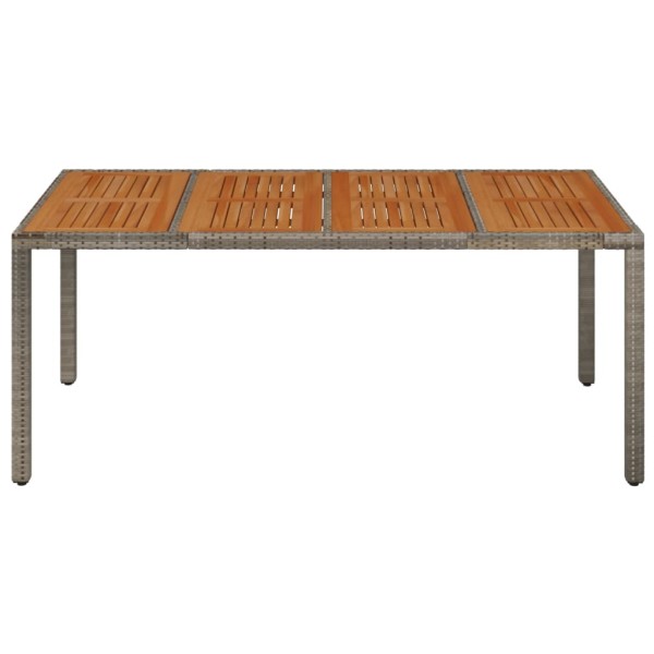 Mesa de jardín superficie de madera ratán PE gris 190x90x75 cm Mesa de jardín superficie de madera ratán PE gris 190x90x75 cm