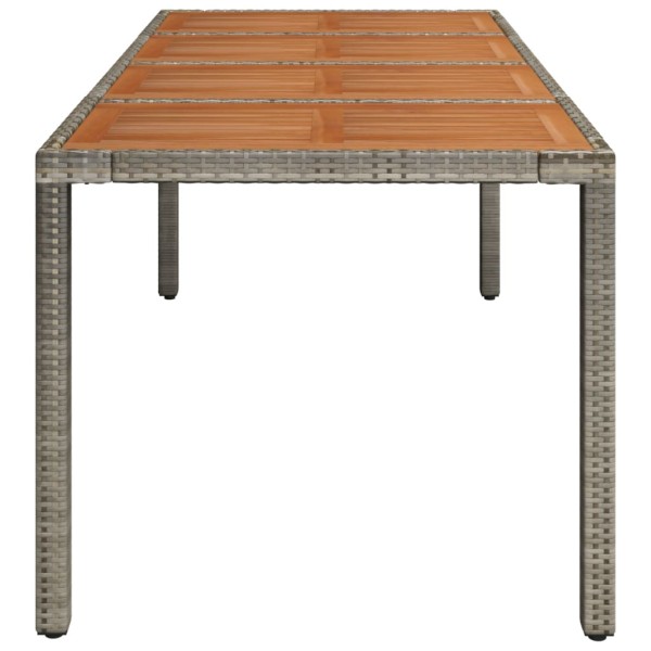 Mesa de jardín superficie de madera ratán PE gris 190x90x75 cm Mesa de jardín superficie de madera ratán PE gris 190x90x75 cm