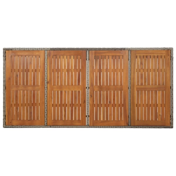 Mesa de jardín superficie de madera ratán PE gris 190x90x75 cm Mesa de jardín superficie de madera ratán PE gris 190x90x75 cm