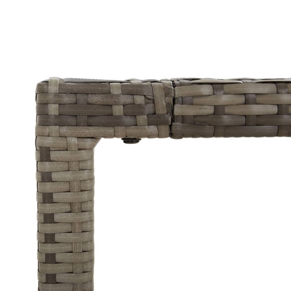 Mesa de jardín superficie de madera ratán PE gris 190x90x75 cm Mesa de jardín superficie de madera ratán PE gris 190x90x75 cm