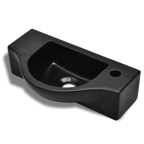 Lavabo de cerámica con orificio de grifo/desagüe negro Lavabo de cerámica con orificio de grifo/desagüe negro